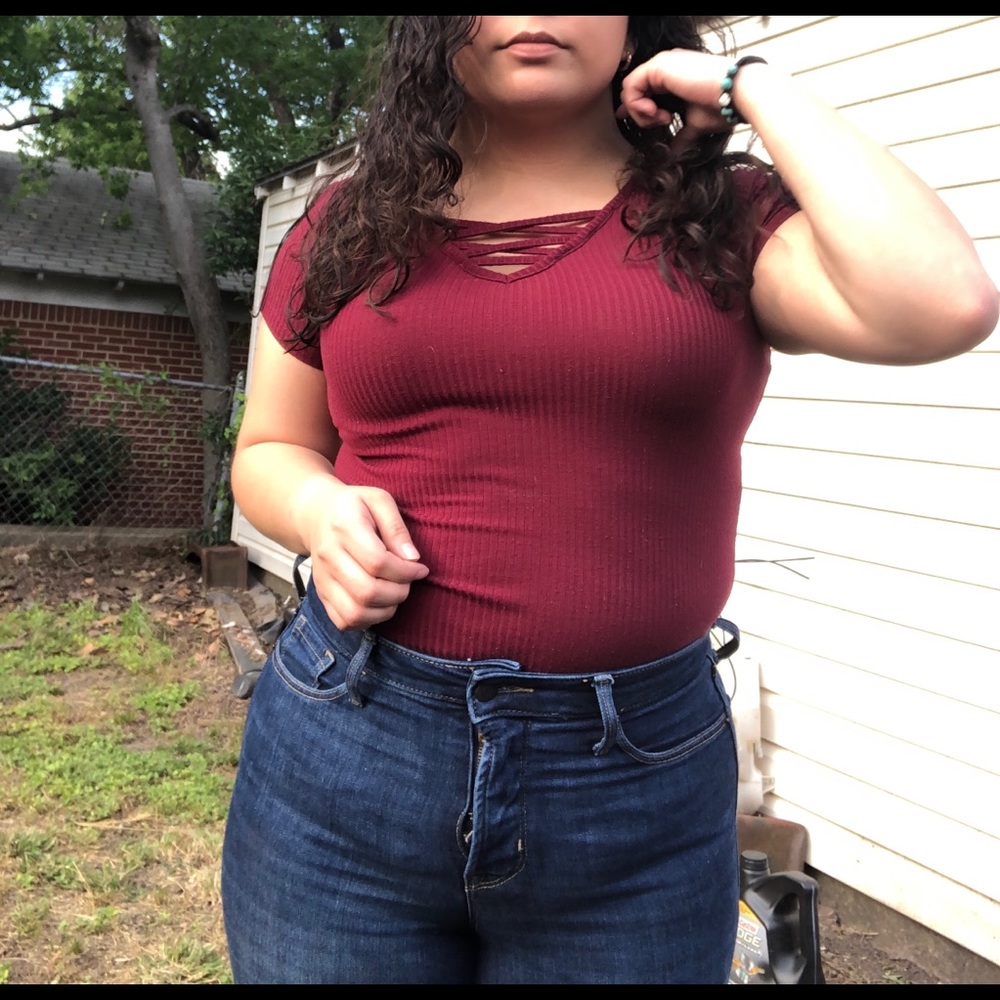 Maroon Ribbed Shirt